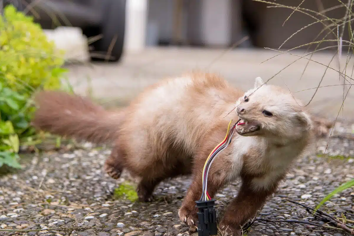 Nastriekajte prostriedok na niekoľko miest. Lasice sa v strachu rozbehnú.