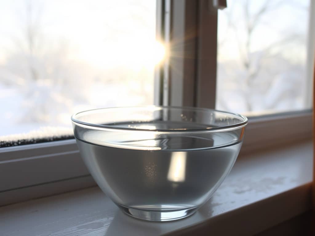 Miska so slanou vodou pri okne v zime: tento jednoduchý trik funguje rovnako dobre ako hliníková fólia v lete