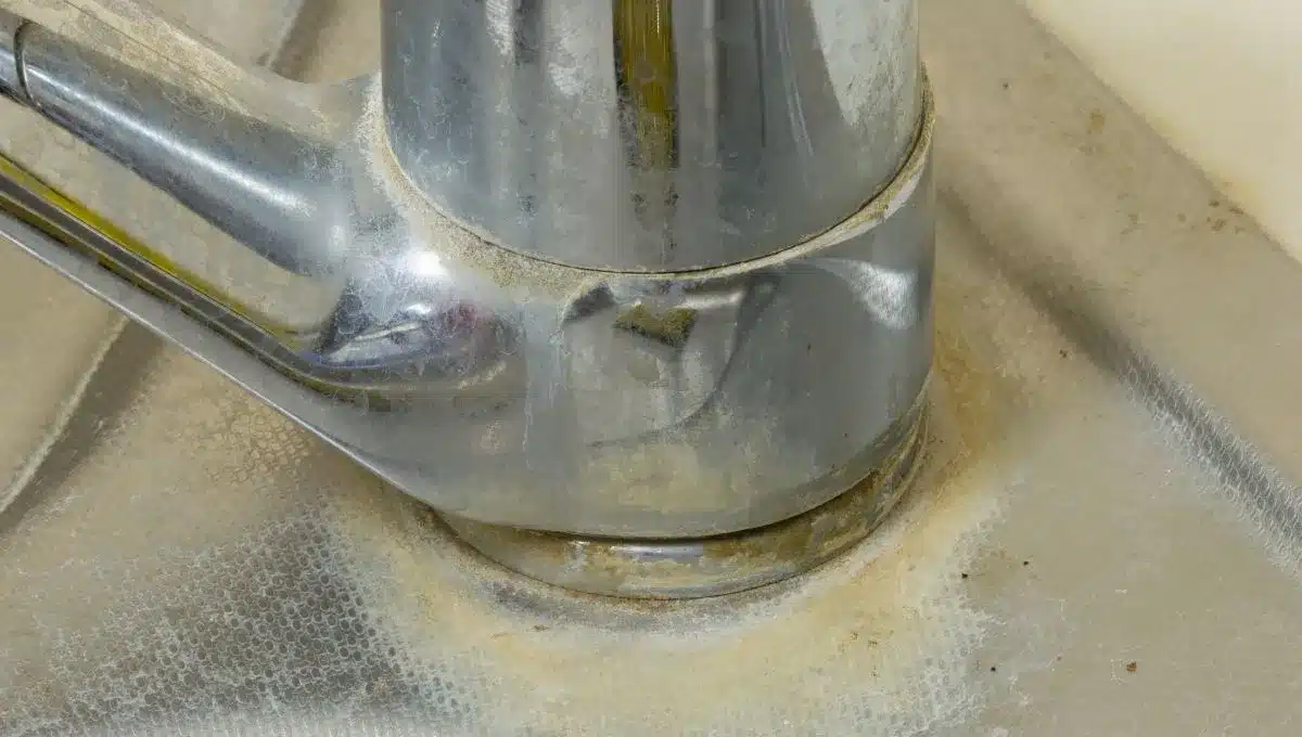 Jednoduchý spôsob, ako odstrániť vodný kameň z vodovodných kohútikov v kúpeľni.