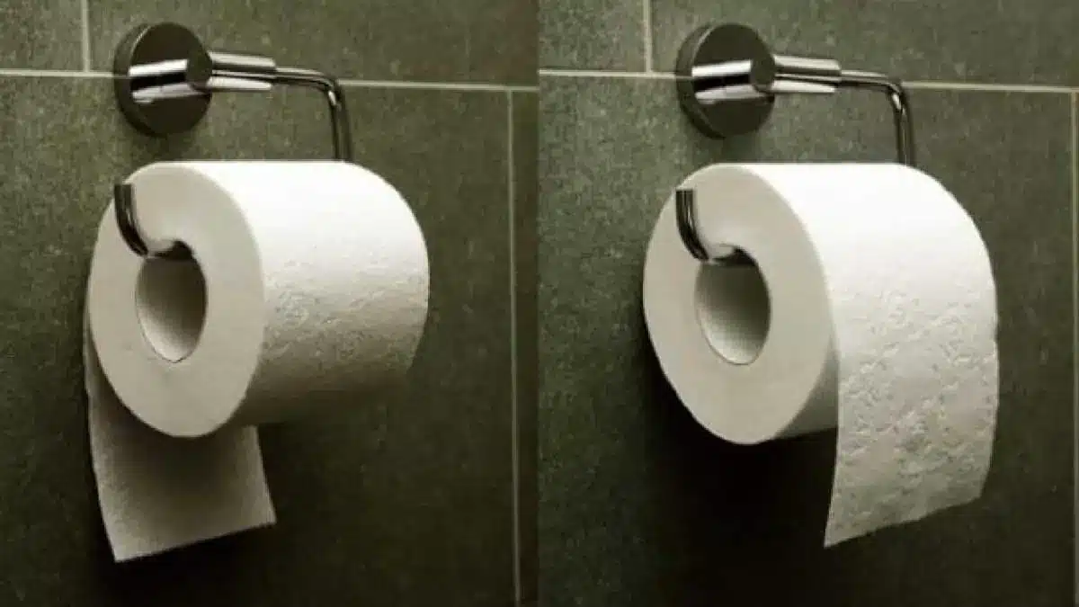 Toaletný papier na držiaku: stranou dopredu alebo dozadu.