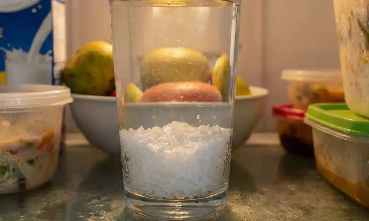 Postavte pohár vody s hrubou soľou do chladničky: načo to je potrebné a prečo sa to odporúča?